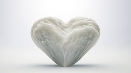 Wall Mural -  a white heart shaped object in the middle of a white background with a light reflection on the top of it.