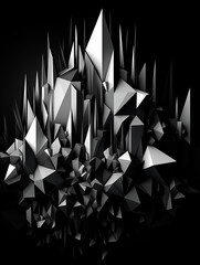 Wall Mural - black and white three-dimensional polygonal abstract background,created with generative ai tecnology