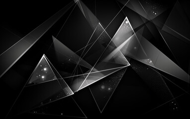 Wall Mural - black and white three-dimensional polygonal abstract background,created with generative ai tecnology