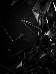 Poster - Black and white three-dimensional polygonal abstract background,created with Generative AI tecnology.