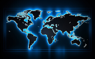 Wall Mural - glowing world map,created with generative ai tecnology.
