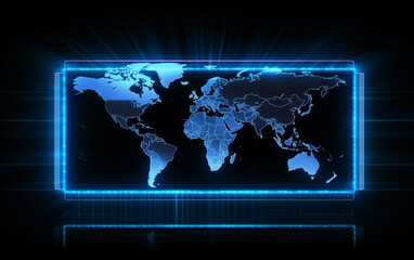Wall Mural - glowing world map,created with generative ai tecnology.