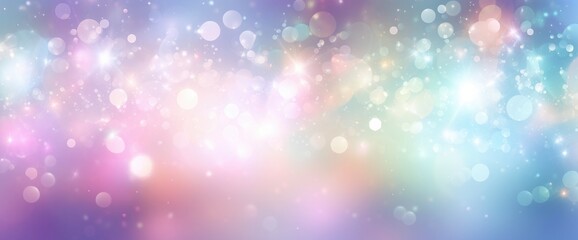 Poster - Pastel colored banner of abstract sparkling lights in a cosmic field of pure energy with plenty of copy space for individual text and design