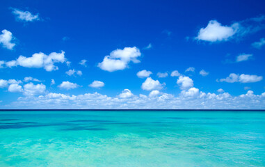 Wall Mural - Blue sea and blue sky.  sea and perfect sky. Beach and beautiful tropical sea