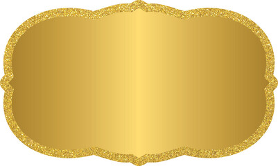 Wall Mural - Golden banner text box frame, gold label frame with golden glitter	
