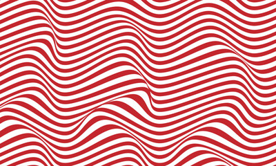 Canvas Print - Abstract stripes red optical art wave line background. Vector illustration