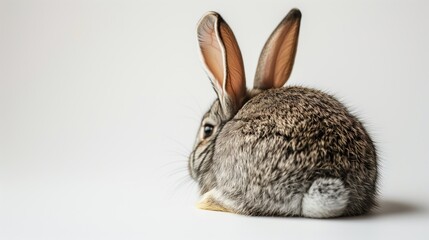 Wall Mural - Adorable little easter bunny from the back on white background