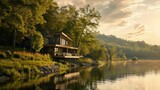 Fototapeta  - A Beautiful Lakeside Home