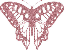 Rose Gold Glitter Butterfly, Pink Glitter Butterfly	
