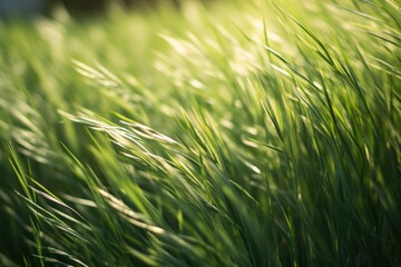 Green grass field with sunlight creating dynamic shadows