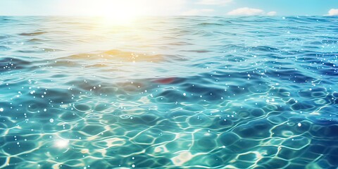 Poster - beautiful sea glitter with a lot of bright sun lights on flowing water surface, summer background for travel vacation and beach holidays with copy space