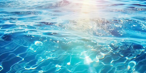 Poster - beautiful sea glitter with a lot of bright sun lights on flowing water surface, summer background for travel vacation and beach holidays with copy space