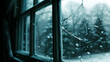 Winter Scene Through Shattered Windowpane