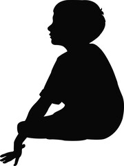 Sticker - a boy sitting, silhouette vector