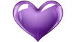 Valentine's day, purple heart made of glass, isolated on white transparent background, generative ai