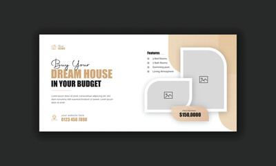 real estate web banner and social media cover template or billboard and signage design