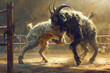 illustration of a fighting goat