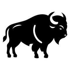 Sticker - minimal buffalo vector silhouette, black color silhouette, white background