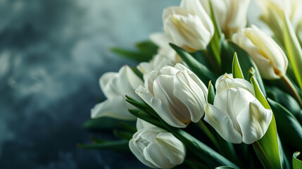 Wall Mural - bouquet of white tulips on isolated background