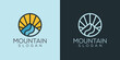 colorful Mountain landscape logo with sun sunset or sunrise logo design ideas