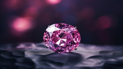 Wall Mural - A stunning Poudretteite gemstone in a high-resolution 8K image, showcasing its vibrant pinkish-purple hue, intricate facets, and mesmerizing brilliance