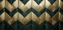 Art Deco Inspired Pattern In Metallic Tones On A 3D Wall Texture
