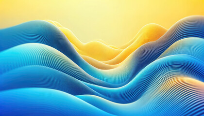 Poster - abstract background liquid wave blue and yellow