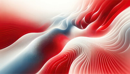 Poster - abstract background liquid wave red and white