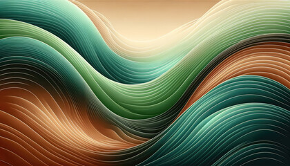 Poster - abstract background liquid wave green and brown