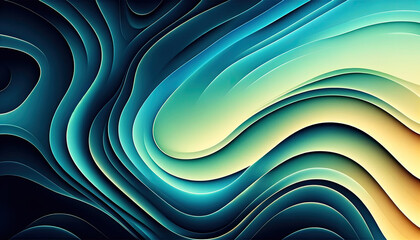 Poster - abstract background liquid wave blue and light green