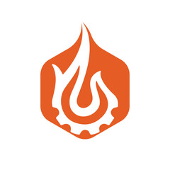 Gear and fire logo design template.