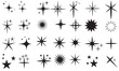 © Vector Vista - Shining star icons, abstract sparkle black silhouettes icon  set. Set of twinkling stars vector.  Modern geometric elements, shining star icon set. Glittering stars vector.
