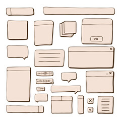 Retro pc elements, user interface, operating system, windows, icons in trendy retro style, modern stickers. old computer ui elements dialog boxes vector set. Illustration 90s. Vector illustration