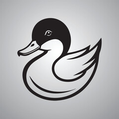 Wall Mural - Duck Icon on Black logo icon and White Vector illustration silhouette