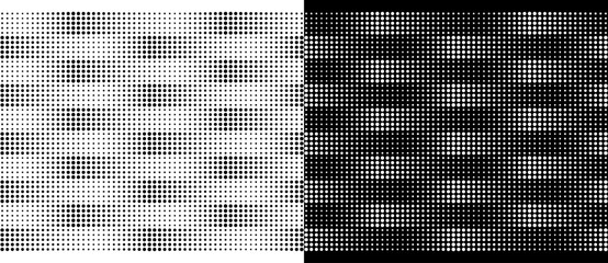 Poster - Abstract background with halftone dots like mosaic. Black shape on a white background and the same white shape on the black side.