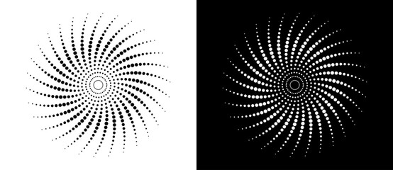 Fototapete - Abstract background with halftone dots in circle. Art design circle as logo or icon. A black figure on a white background and an equally white figure on the black side.