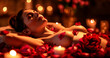 © Mr. Bolota - Romantic Petal Spa: A Woman Enjoys Valentine's Day Pampering at the Spa - Love, Romance, and Relaxation Unite in a Special Moment Surrounded by Rose Petals.