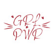© Pixel-Shot - Text GRL PWR and hearts on white background