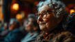 Elderly Woman Enjoying a Theatrical Performance. Generative AI