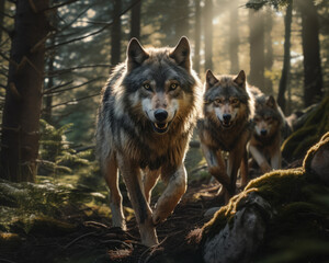 wolf rudel im wald