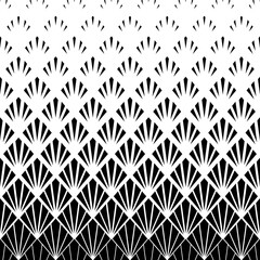 Poster - Degrade halftone art deco fading pattern. Black diamond fades patern isolated on white background. Geometric faded design. Faded geometry line prints. Artdeco geometry motif. Vector illustration