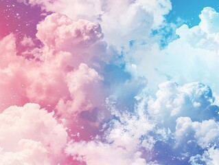 Poster - Fluffy white and pink clouds creating a heavenly atmosphere.