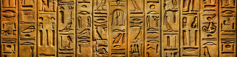 old egyptian hieroglyphs on an ancient background. wide historical background. ancient stone carving