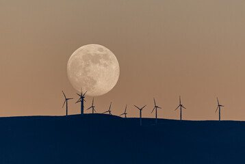 Wall Mural - Full moon in different compositions with multiple exposure