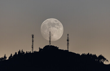 Wall Mural - Full moon in different compositions with multiple exposure