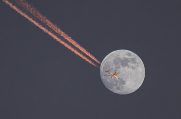 Wall Mural - Full moon in different compositions with multiple exposure