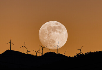 Wall Mural - Full moon in different compositions with multiple exposure