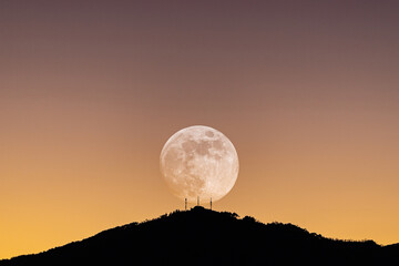 Wall Mural - Full moon in different compositions with multiple exposure