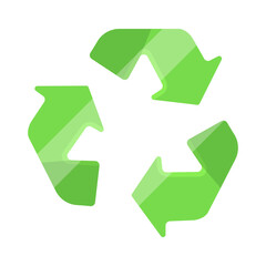 Poster - Recycling sign vector set. Circle arrows icon. Arrows rotate clockwise in flat style. Environmental safety icon. Ecology sign. Waste processing vector. Vector illustration.