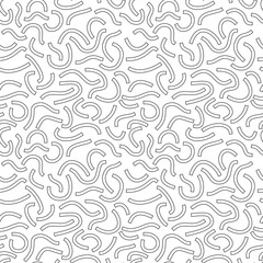 Poster - Monochrome geometric seamless pattern. Black outline curved lines